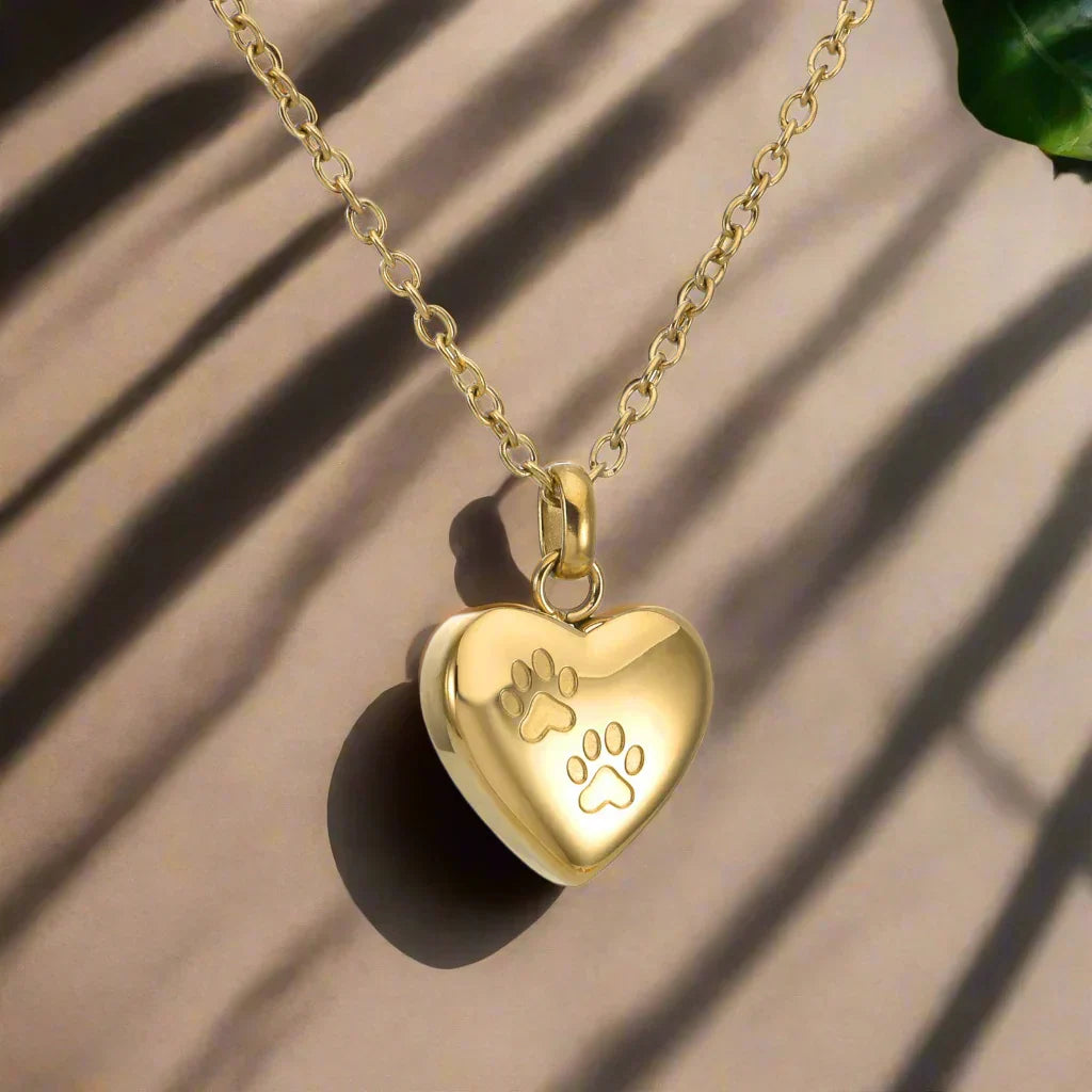 Colgante con Memorial de Garras y Corazón – Colgante de Urna de Acero Inoxidable